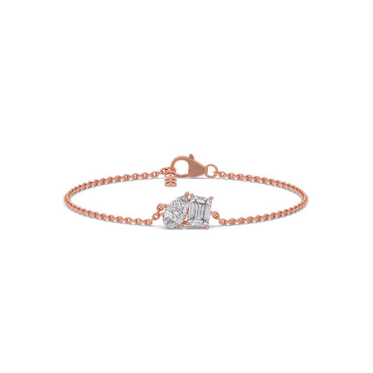 Pear & Emerald Cut Diamond Delicate Chain Bracelet Pear & Emerald Cut Diamond Delicate Chain Bracelet - Rose