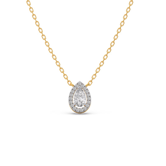 Pear-Shaped Diamond Halo Necklace Pear-Shaped Diamond Halo Necklace - Yellow