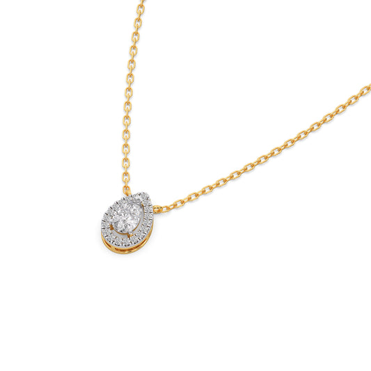 Pear-Shaped Diamond Halo Necklace Pear-Shaped Diamond Halo Necklace - Yellow