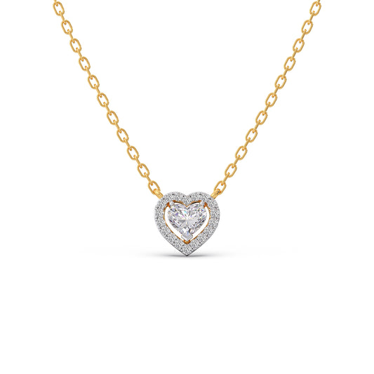 Heart-Shaped Halo Diamond Pendant Necklace Heart-Shaped Halo Diamond Pendant Necklace - Yellow