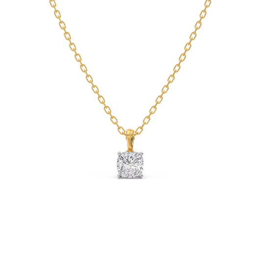1.5ct Minimalist Cushion Solitaire Chain Pendant 1.5ct Minimalist Cushion Solitaire Chain Pendant - Yellow