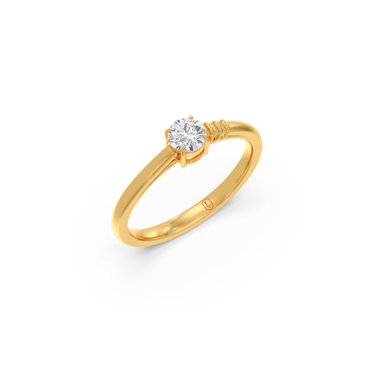 Ribbed Shoulder Round Solitaire Ring Ribbed Shoulder Round Solitaire Ring - Yellow