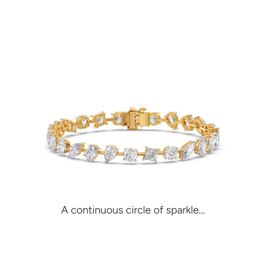 13.84 ct Multishape Diamond Tennis Bracelet - Yellow