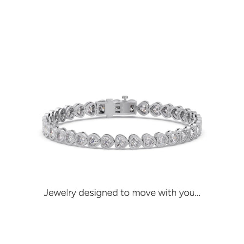 7.06 ct Bezel Heart Diamond Tennis Bracelet