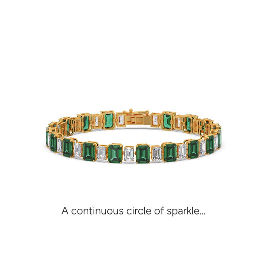 13.30 ct Verdant Emerald Gemstone Tennis Bracelet - Yellow