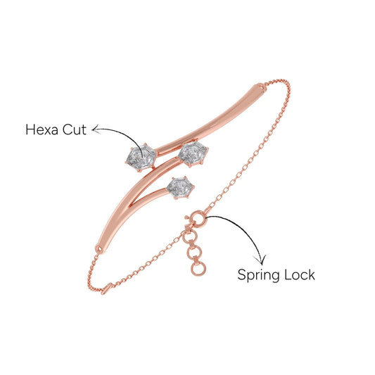 Hexa Twig Chain Bracelet - Rose