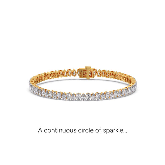 9.9 ct Dewdrop Pear Diamond Tennis Bracelet - Yellow