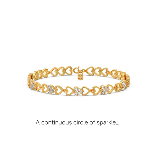 Heart Line Diamond Tennis Bracelet - Yellow