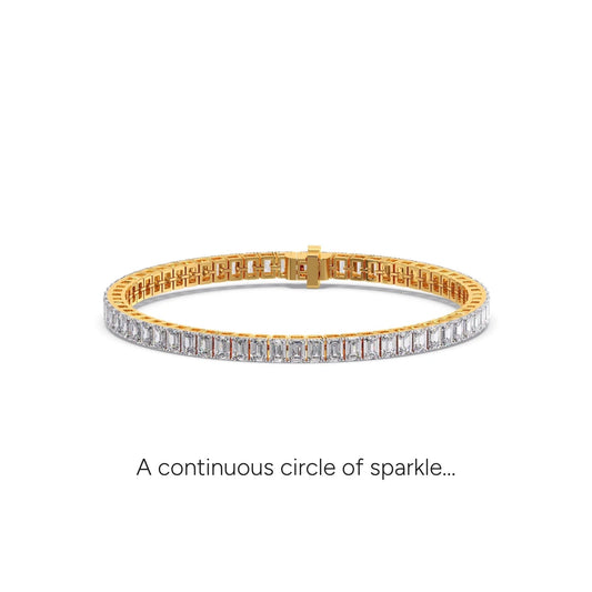 8.98 ct Regal Emerald Diamond Tennis Bracelet - Yellow