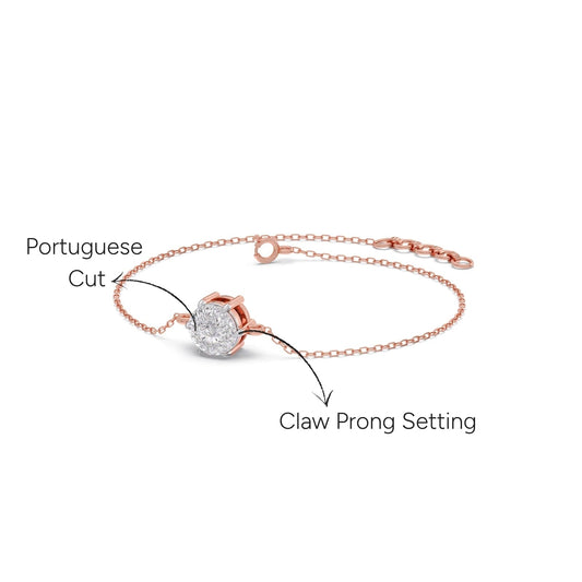 Portuguese Round Solitaire Chain Bracelet - Rose
