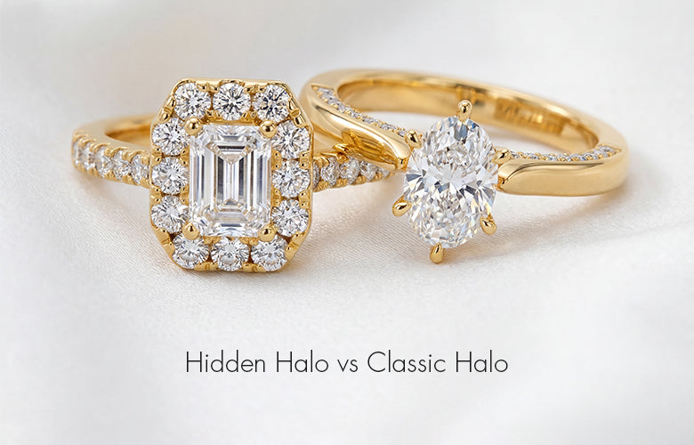 Hidden Halo vs. Classic Halo: Which Should You Choose - Lucira Jewelry lab grown diamond jewellery