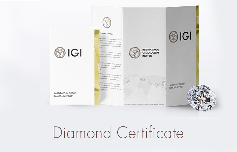 Diamond certificate with IGI logo on a white background