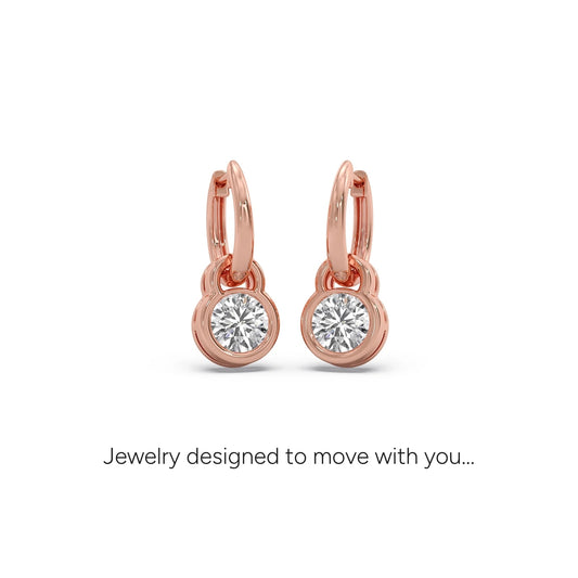 Sparkling Diamond Drop Earrings - Rose