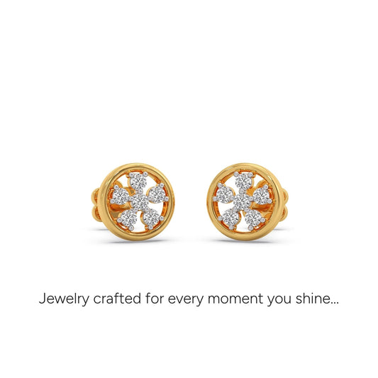 Cluster Stud Diamond Earrings - Yellow