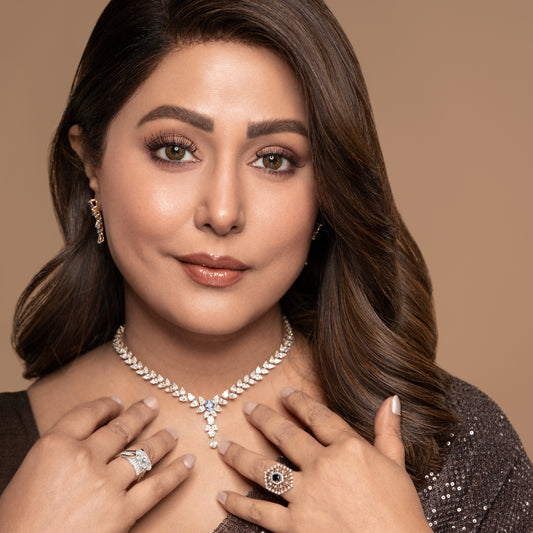 Sapphire Petal Drop Diamond Necklace - MQ
