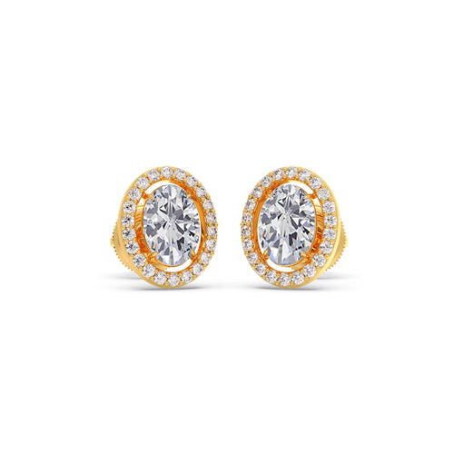 Oval Cut Diamond Halo Stud Earrings