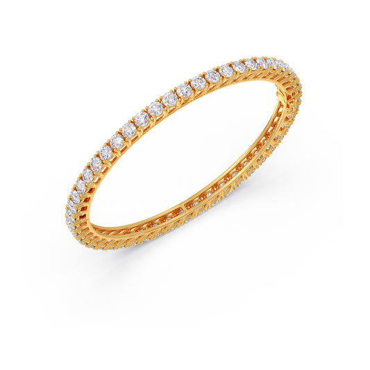 13.01 ct Classic Round Diamond Tennis Bangle - Yellow