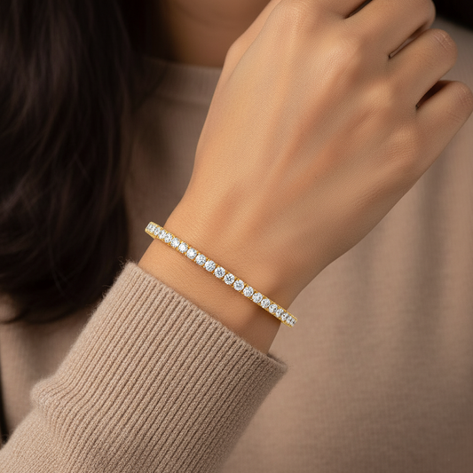 13.01 ct Classic Round Diamond Tennis Bangle - MH