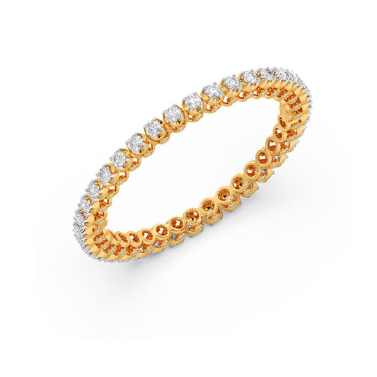 Round Diamond Tennis Cuff Bracelet - Yellow