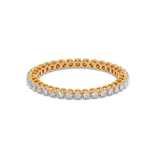 Round Diamond Tennis Cuff Bracelet - Yellow