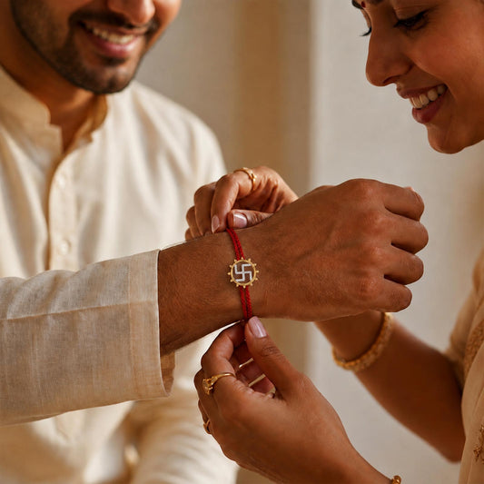Auspicious Swastik Convertible Diamond Rakhi Pendant - MH_AI