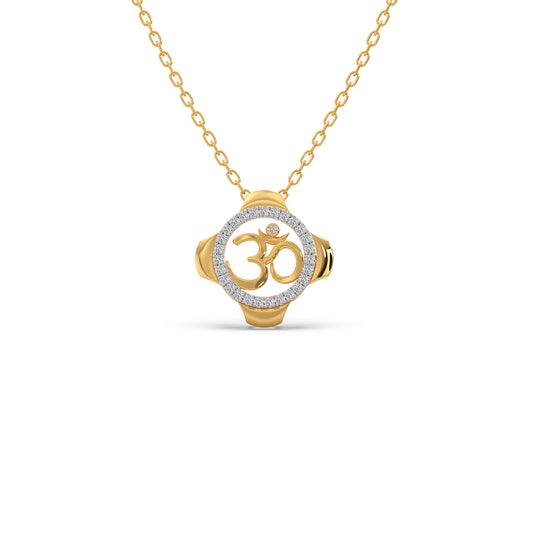 Divine Om Convertible Diamond Rakhi Pendant - Yellow