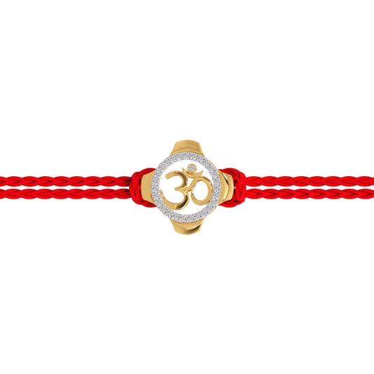 Divine Om Convertible Diamond Rakhi Pendant - Yellow