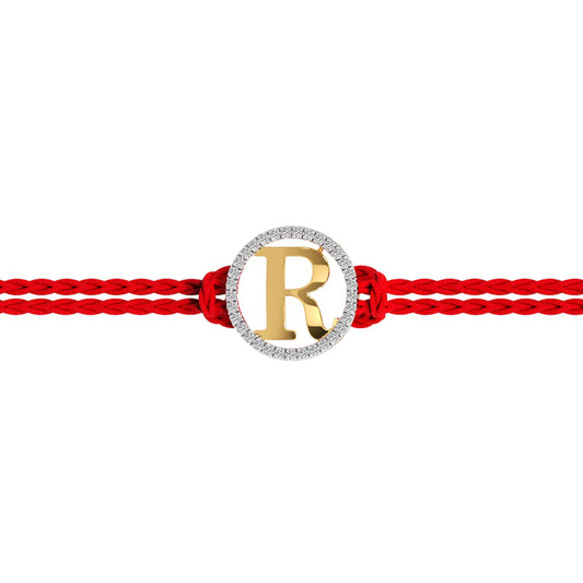 Initial Convertible Diamond Rakhi Pendant - Yellow