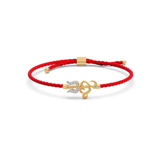 Trishul Om Convertible Diamond Rakhi Pendant - Yellow