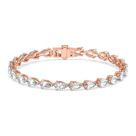 6.83 ct Pear East-West Diamond  Tennis Bracelet - Rose
