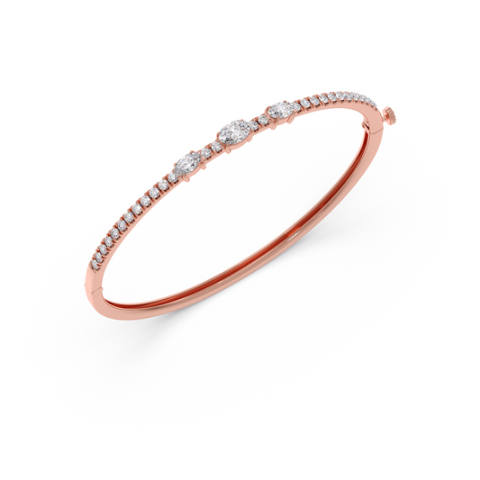Oval-Cut Diamond Bangle Bracelet - Rose
