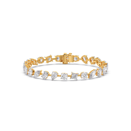 13.84 ct Multishape Diamond Tennis Bracelet - Yellow