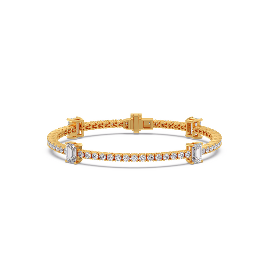 4.86 ct Stellar Radiant Diamond Tennis Bracelet - Yellow