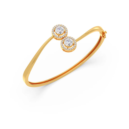 Double Halo Round Diamond Bracelet - Yellow