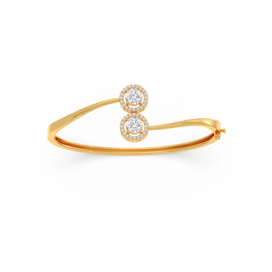 Double Halo Round Diamond Bracelet - Yellow