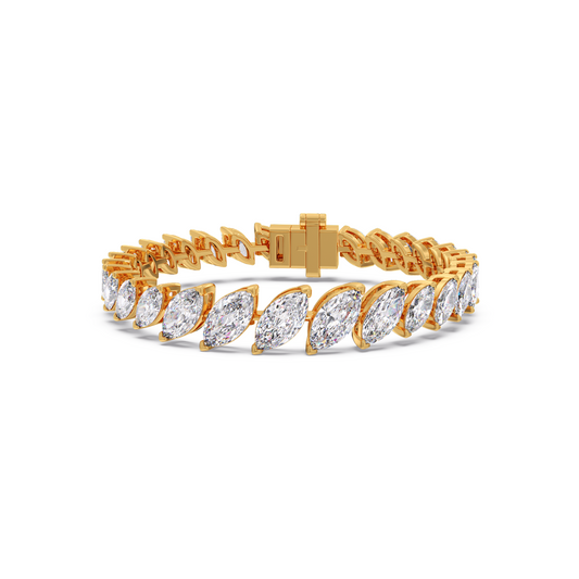 11.09 ct Graduating Marquise Diamond Tennis Bracelet - Yellow
