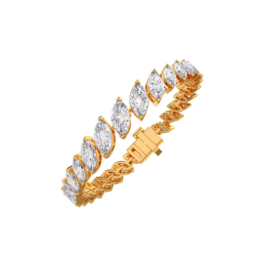 11.09 ct Graduating Marquise Diamond Tennis Bracelet - Yellow