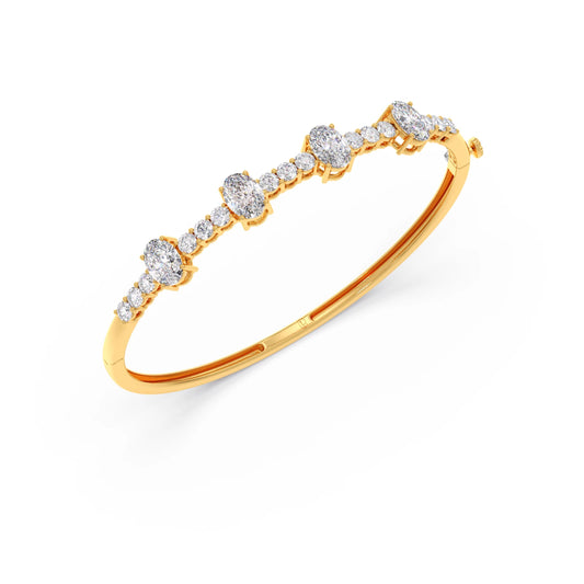 Cluster Oval & Round Diamond Bracelet - Yellow