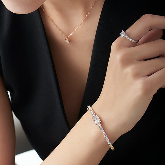 Radiant Emerald & Round Diamond Bracelet - MQ