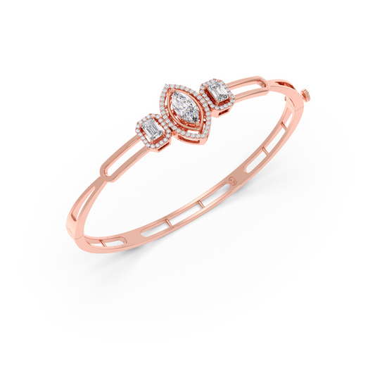 Marquise, Emerald & Round cut Diamond Classic Bracelet - Rose