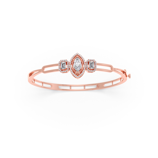 Marquise, Emerald & Round cut Diamond Classic Bracelet - Rose