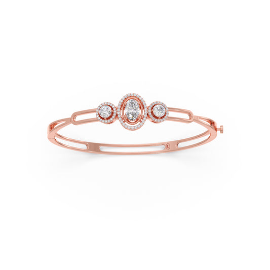 Floral Halo Oval & Round Cut Diamond Bracelet - Rose