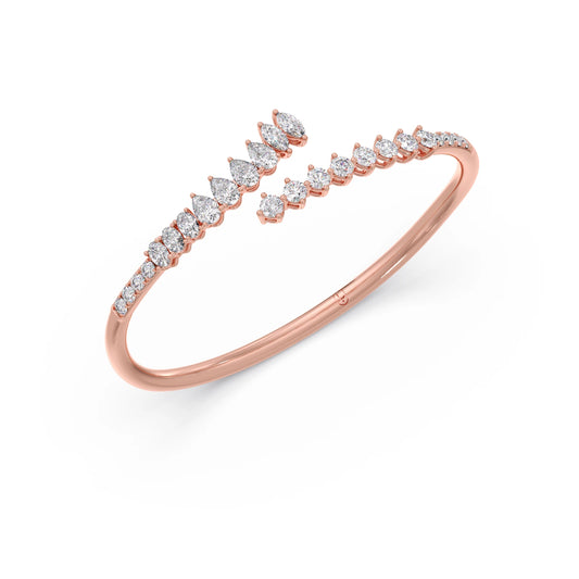 Marquise, Pear, and Round Diamond Cascade Bracelet - Rose