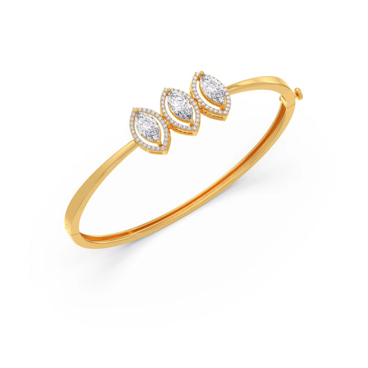 Marquise Cluster Halo Diamond Bracelet - Yellow