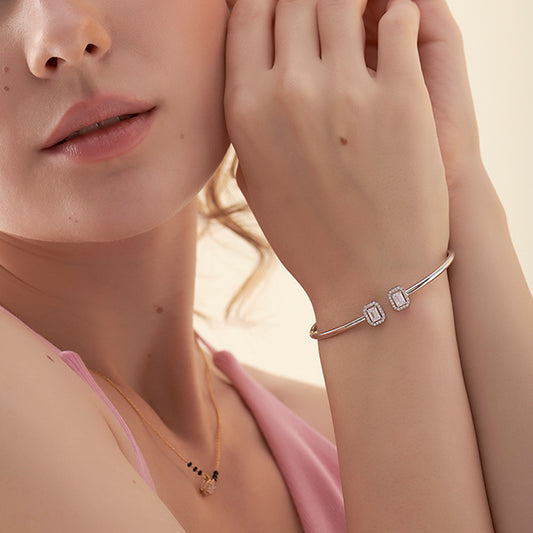 Emerald Cut Diamond Cuff Bracelet - MQ