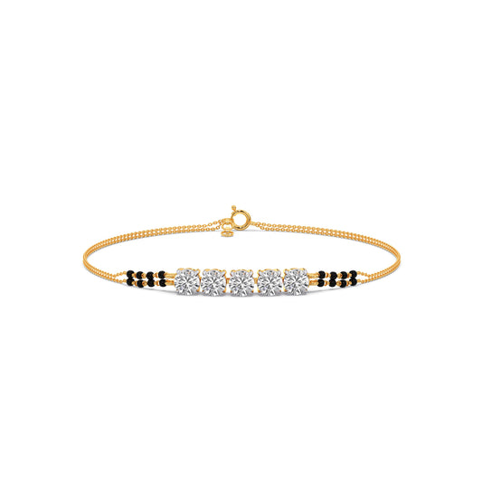 Nitya Five Stone Diamond Mangalsutra Bracelet - Yellow