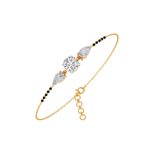 Elegant Pear & Round Diamond Mangalsutra Bracelet - Yellow