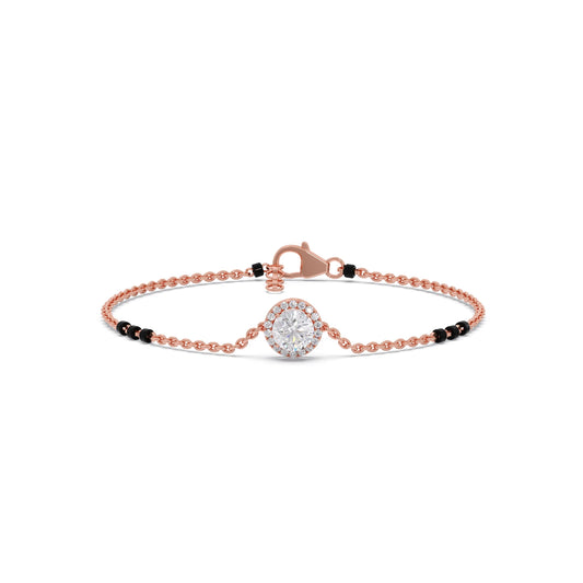 Solitaire Accent Diamond Mangalsutra Bracelet - Rose