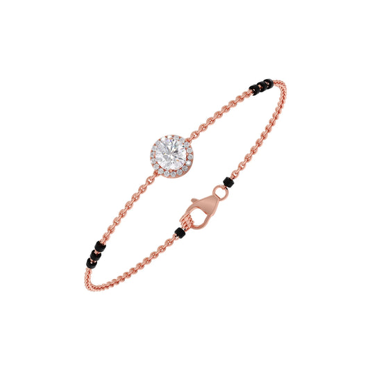 Solitaire Accent Diamond Mangalsutra Bracelet - Rose