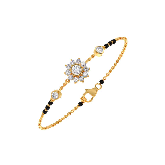 Floral Diamond Mangalsutra Bracelet - Yellow